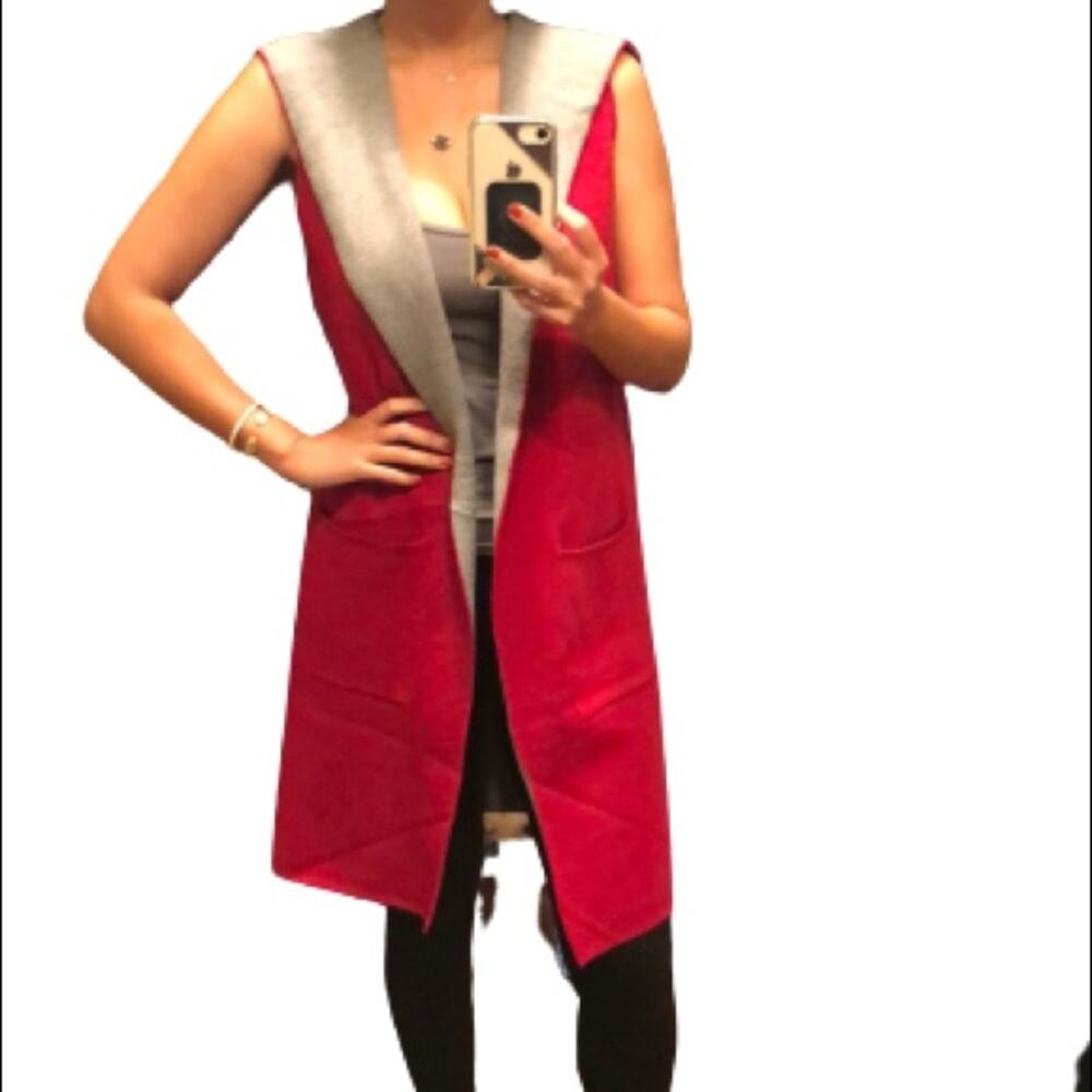 RAIN Cranberry/ Grey Longline Vest
